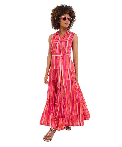 Joe Browns Damen Striped Sleeveless Button Through Maxi Shirt Dress Kleid, Rose, 44 von Joe Browns
