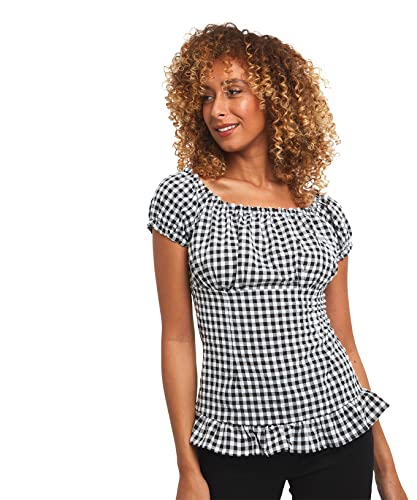 Joe Browns Damen Süßes Gingham-Top T-Shirt, schwarz/weiß, 34 von Joe Browns