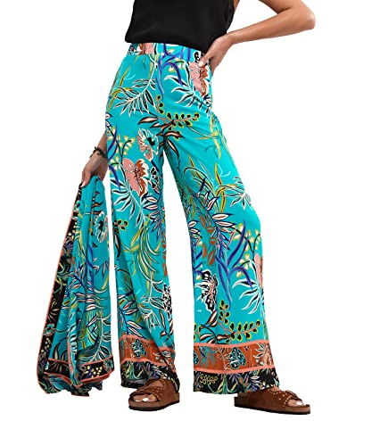 Joe Browns Damen Tropical Palm Print Co Ord Taillierte weitem Bein Lässige Hose, blau, 36 von Joe Browns