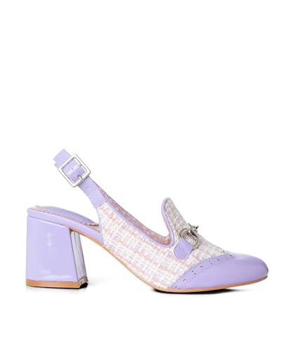 Joe Browns Damen Tweed Horsebit Slingback Heels Pumps, Lilac Multi, 39 EU von Joe Browns