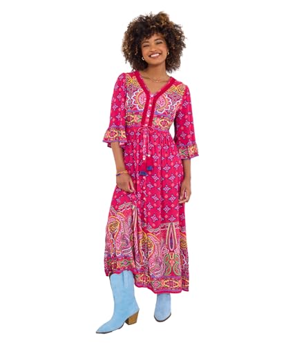 Joe Browns Damen Vibrant Border Print Button Through Maxi Dress Kleid, Rose, 38 Joe Browns Damen Vibrant Border Print Button Through Maxi Dress Kleid, Rose, 38 von Joe Browns