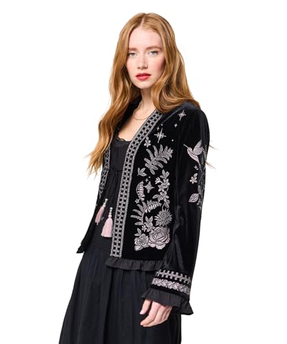 Joe Browns Damen Wide Sleeve Boho Embroidered Jacket Jacke, Schwarz, 44 von Joe Browns