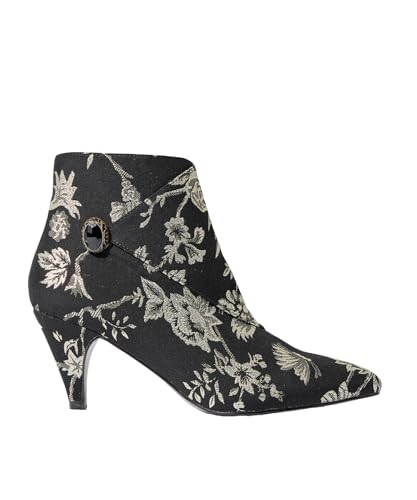 Joe Browns Damen Wrap Front Floral Jacquard Boots with Jewel Button Trim Stiefelette, Goldfarben/Schwarz, 40 EU von Joe Browns