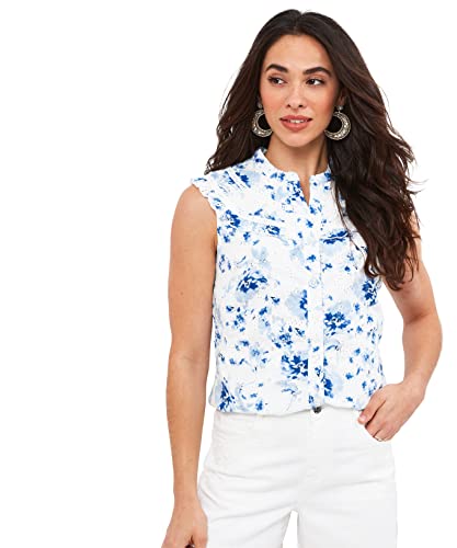 Joe Browns Damen übergroßem Kragen, ärmellos, Lochstickerei, Knopfleiste Bluse, Multi, 34 von Joe Browns