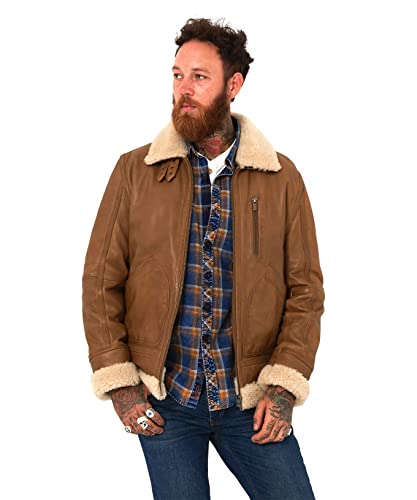 Joe Browns Herren, Lammfellmuster, Fliegerjacke aus braunem Leder, hautfarben, XXL Joe Browns Herren, Lammfellmuster, Fliegerjacke aus braunem Leder, hautfarben, XXL von Joe Browns