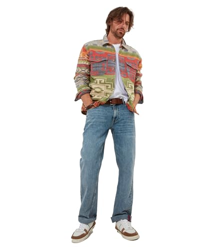 Joe Browns Herren Autumnal Aztec Print Long Sleeve Overshirt Hemd, Gedeckter Aztekenmuster, M von Joe Browns