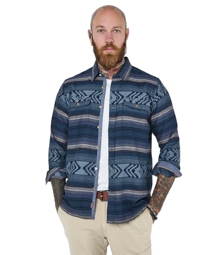Joe Browns Herren Aztec Stripe Long Sleeve Shirt Hemd mit Button-Down-Kragen, Navy, M von Joe Browns