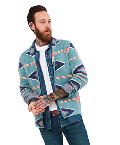 Joe Browns Herren Gestrickte Aztekenmuster und Knopfleiste Strickjacke, blau, Small von Joe Browns