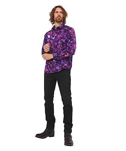 Joe Browns Herren Bold Leaf Print Long Sleeve Button Down Casual Shirt Hemd, Purple, von Joe Browns