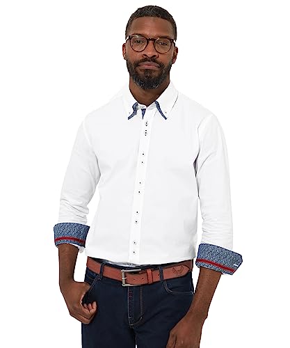 Joe Browns Herren Classic White Double Collar Smart Button Down Shirt Klassisches Hemd, XXL von Joe Browns