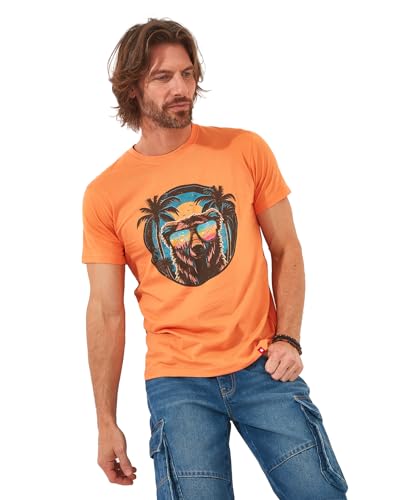 Joe Browns Herren Cool Bear Graphic Short Sleeve Crew Neck T-Shirt, Orange, XL von Joe Browns