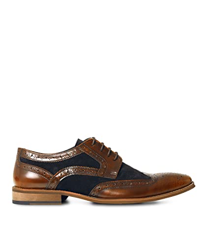 Joe Browns Herren Elegante Brogue-Schuhe aus Leder und Wildleder im Vintage-Stil Oxford, Braun/Marineblau, 42 EU von Joe Browns