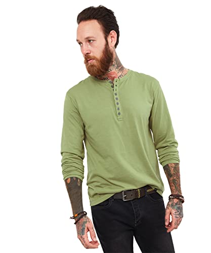 Joe Browns Herren Klassisches T-Shirt mit Langen Ärmeln, Knopfleiste Henley-Hemd, Khaki, M von Joe Browns