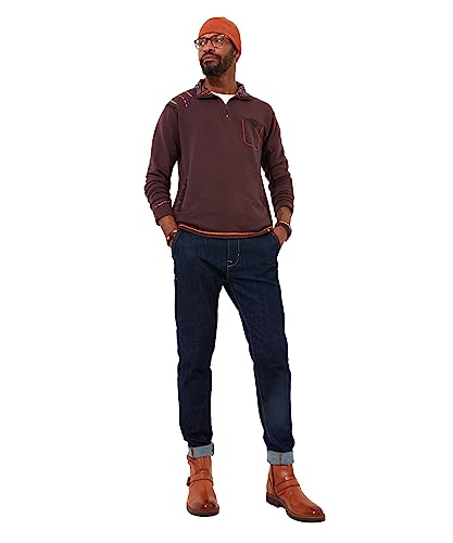 Joe Browns Herren Kontrastnähte Brusttasche Viertelreißverschluss Trichter Pullover, violett, L von Joe Browns