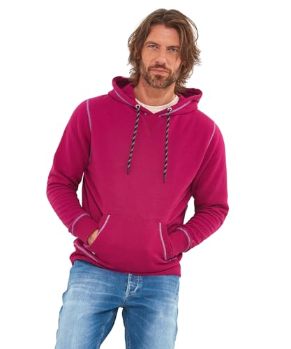 Joe Browns Herren Kontrastnähten, überfärbt, entspannt Kapuzenpullover, Magenta, XXL von Joe Browns