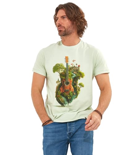 Joe Browns Herren Nature and Music Graphic Short Sleeve Crew Neck T-Shirt, grün, L von Joe Browns