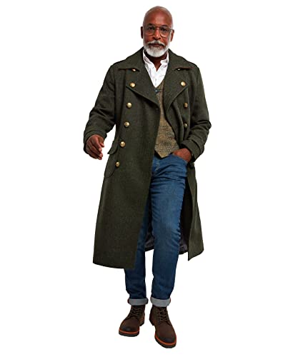 Joe Browns Herren Slongline Military Style Knopfleiste Langer Mantel im Militärstil mit Knöpfen, grün, XL von Joe Browns
