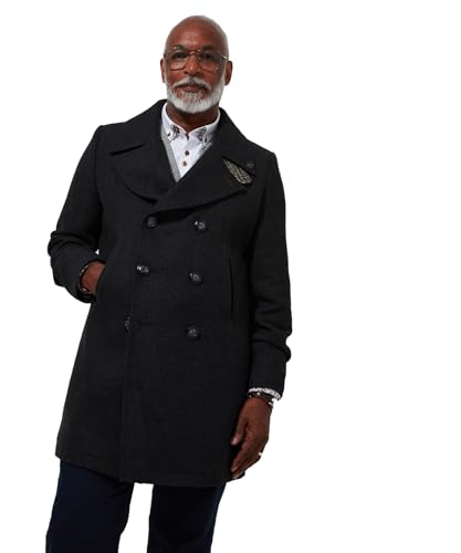 Joe Browns Herren Smart Herringbone Wool Blend Peacoat with Printed Lining Erbsenmantel, grau, XXL von Joe Browns