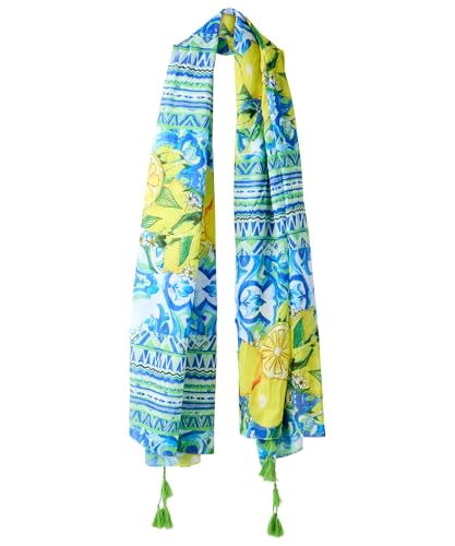 Joe Browns Italian Lemon Damask Print Scarf Schal, blau/gelb, Einheitsgröße von Joe Browns