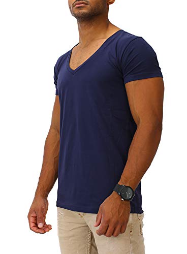 Joe Franks Herren Basic T-Shirts V-Neck DEEP Herren Slim Fit, Blau, S von Joe Franks