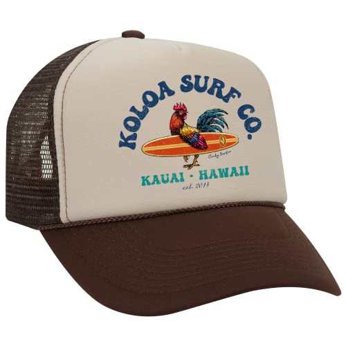 Joe's USA Koloa Surf Foam Snapback Trucker Hat Collection, Braun mit Hahn-Logo, Einheitsgr e von Joe's USA