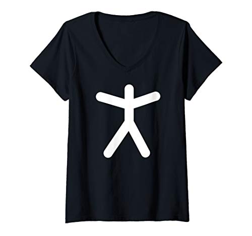 Damen Strichmännchen Halloween Kostüm T-Shirt mit V-Ausschnitt von JoeHx Strichmännchen Halloween Kostüm Tees