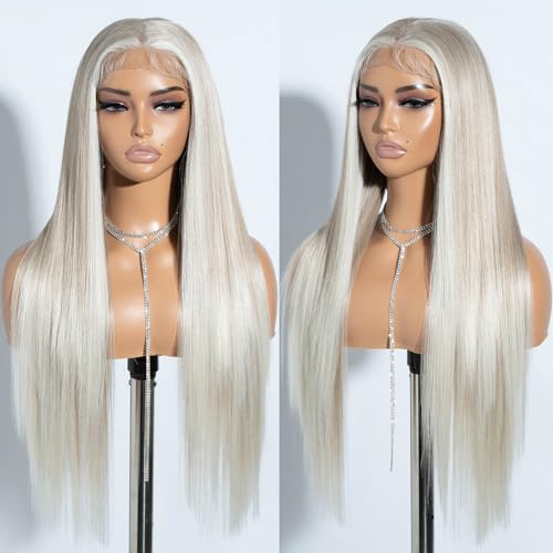 Joedir 13 * 4 Spitze Frontal Perücken für Frauen lange gerade Haare Glueless Perücke lange Seide gerade natürliche hitzebeständige Faser … (TAHL14F/56E/56E, 76 CM) von Joedir