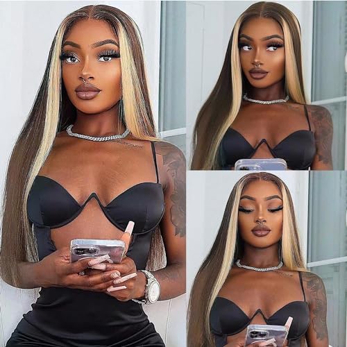 Joedir 13x4 Straight Lace Frontal Perücken Glueless Lace Perücken für schwarze Frauen Synthetische Light Yaki Straight Perücke Vorgezupft mit Babyhaar Free Parting Lace Perücken für Frauen von Joedir