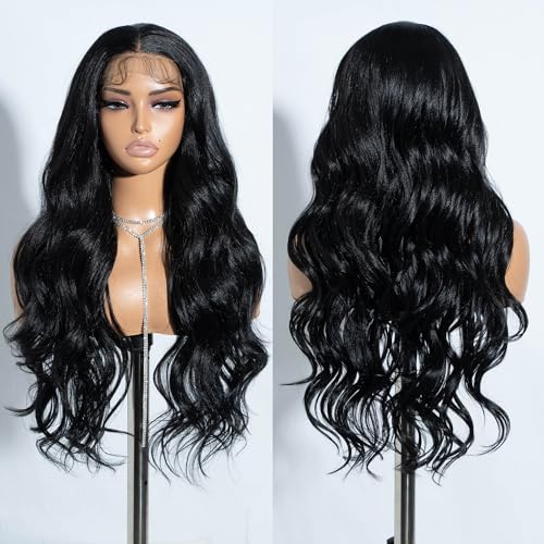 Joedir Körperwelle Perücken für Frauen 13X4 Lace Frontal Perücke Vorgezupft Synthetische Lace Front Perücken 30 Zoll Loose Deep Wave Perücke mit Baby Haar von Joedir