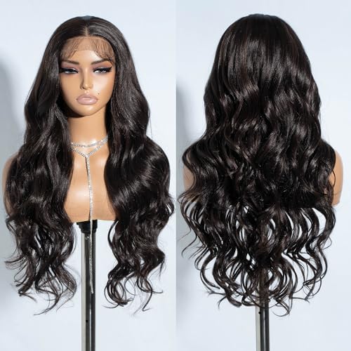 Joedir Körperwelle Perücken für Frauen 13X4 Lace Frontal Perücke Vorgezupft Synthetische Lace Front Perücken 30 Zoll Loose Deep Wave Perücke mit Baby Haar von Joedir