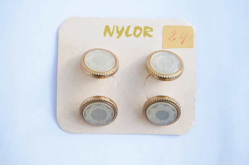 Vintage 18K Vergoldete Manschettenknöpfe Perlmutt, 1930Er Jahre Antik von JoelFrenchShop