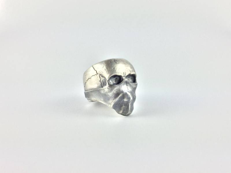 Handgemachte Sterling Silber Totenkopf Ring Biker Schmuck von JoelMullerDesign