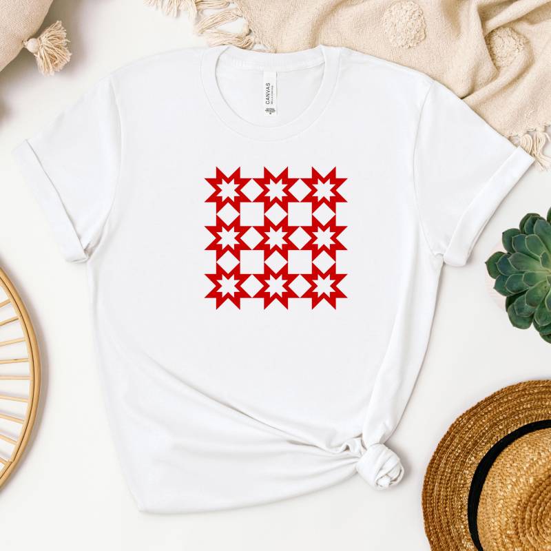 9 Star Quilt Block Print | T-Shirt Colorful Quilting Shirt Quilters von JoesPrintsStore