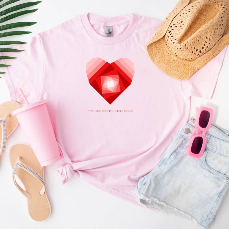 Heart Print T-Shirt | Quilters Shirts Quilting Valentines Day Block Prints von JoesPrintsStore