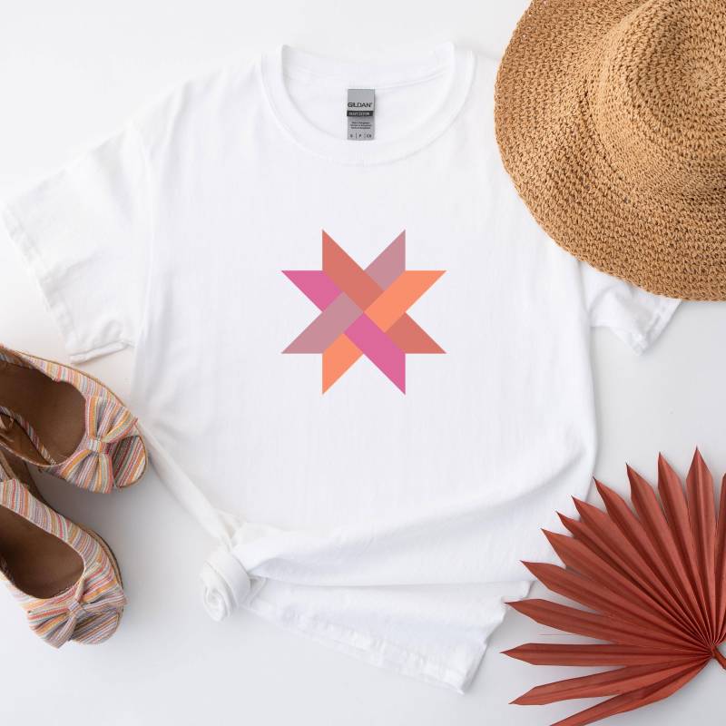 star Pattern T-Shirt | Gildan 5000 Quilt Art Block Quilting Blocks von JoesPrintsStore