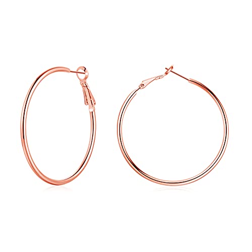 Josfeva Creolen Silber 925 Groß, 925 Sterling Silber Creolen Ohrringe, 50mm Rosegold Ohrringe Damen, Endless Huggie Rund Kreolen, Klapp-Creolen Ohrhänger Ohrringe für Frauen Mädchen von Josfeva