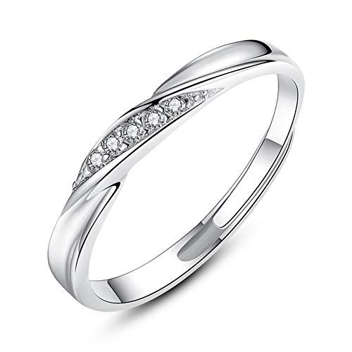 Josfeva Damen Trauringe Paar Ringe, 925 Sterling Silber Offen Verstellbar Partnerringe Verlobungsring Hochzeitsring Band Ring mit Weiß Zirkonia, Geschenk für Ehefrau Mann Freundin Freund von Josfeva