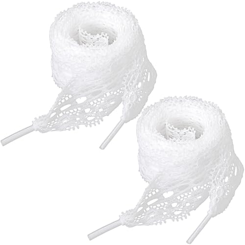 Joez Wonderful 2 Paar flache Schnürsenkel, ausgefallene Schnürsenkel für Damen-Sneaker, weiche Schnürsenkel, für Damen-Sneaker, Weiss/opulenter Garten, 120cm von Joez Wonderful