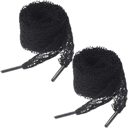 Joez Wonderful 2 Paar schwarze Schnürsenkel, ausgefallene Schnürsenkel für Damen-Sneaker, flache weiche Schnürsenkel, schwarze Schnürsenkel für Damen-Sneaker (120 cm) von Joez Wonderful