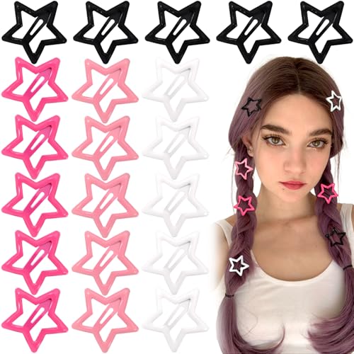 Joez Wonderful 20 Stück Stern-Haarspangen, 3 cm, Metall-Haarspangen, niedliche Stern-Clips, Haarspangen, rutschfest, modisch, Sterne, Haarschmuck für Frauen (4 Stile) von Joez Wonderful