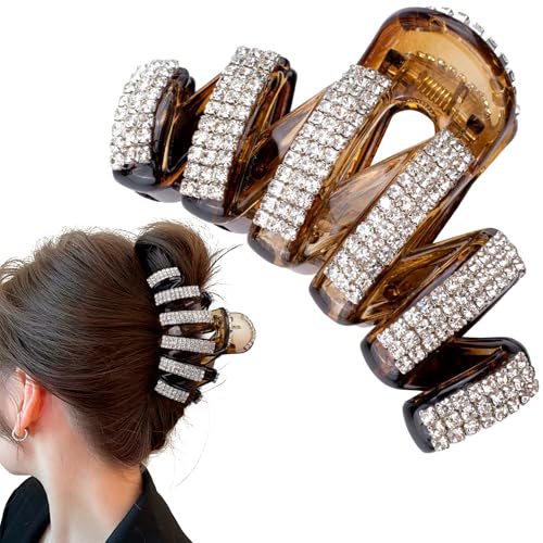 Joez Wonderful Große Strass-Haarspangen, Kristall-Kiefer-Clips, Haarnadel für dickes Haar, modische Haarspange, Haarschmuck für Frauen (braun) von Joez Wonderful