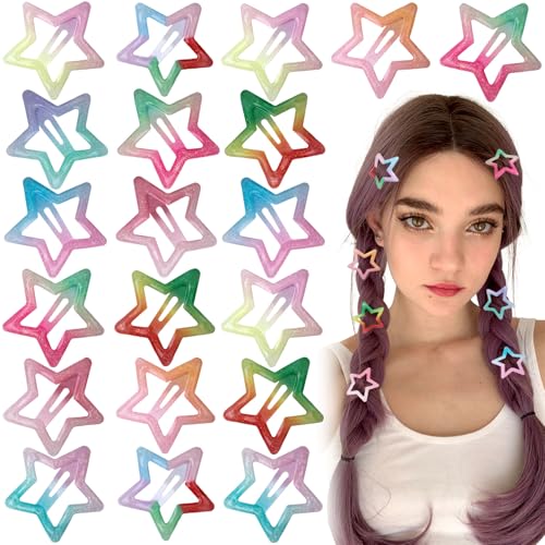 Joez Wonderful Haarspangen mit Farbverlauf, 3 cm, Metall, niedliche Stern-Clips, Haarspangen, rutschfest, modisch, Sterne, Haar-Accessoires für Damen, 20 Stück von Joez Wonderful