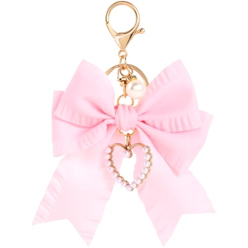 Joez Wonderful Schlüsselanhänger mit Schleife, niedlicher rosa Schleife und Perlen, ästhetischer Schlüsselanhänger, Falte – rosa Schleife, Normal von Joez Wonderful