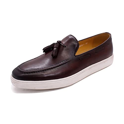 Herren Freizeit Handgefertigtes Lederschuhe Atmungsaktive Mokassins Tassel Loafers von Jofeat