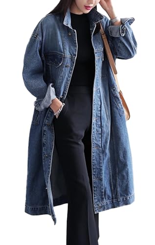 Jofemuho Damen Button-down-Loose fit Lange Plus Size Jeansjacke Trenchcoat US-2XL Blau Jofemuho Damen Button-down-Loose fit Lange Plus Size Jeansjacke Trenchcoat US-2XL Blau von Jofemuho