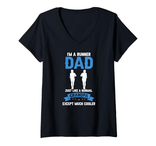 Damen Lustiger Laufender Papa Wie Opa Nur Cooler T-Shirt mit V-Ausschnitt Damen Lustiger Laufender Papa Wie Opa Nur Cooler T-Shirt mit V-Ausschnitt von Joggender Vater Großvater Witzig Stil