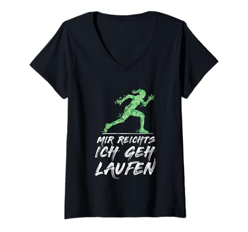 Damen Mir Reichts Ich GEH Laufen Damen Läuferin Joggen Marathon T-Shirt mit V-Ausschnitt von Jogger Joggerin Lauf Ausdauerlauf Damen und Herren