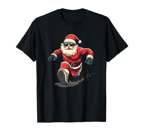 Weihnachtsmann trifft die Strecke mit Stil für Jungen und Mädchen T-Shirt Weihnachtsmann trifft die Strecke mit Stil für Jungen und Mädchen T-Shirt von Jogging Santa Claus