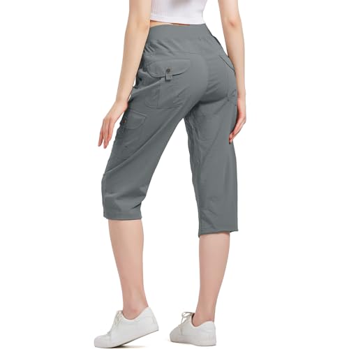 Jogwits 3/4 Caprihose Damen Sommer Wanderhose Cargohose Jogginghose Stretch Leichte Outdoor Sporthose für Reisen und Wandern Mit 6 Taschen von Jogwits