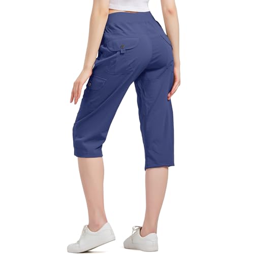 Jogwits 3/4 Caprihose Damen Sommer Wanderhose Cargohose Jogginghose Stretch Leichte Outdoor Sporthose für Reisen und Wandern Mit 6 Taschen von Jogwits